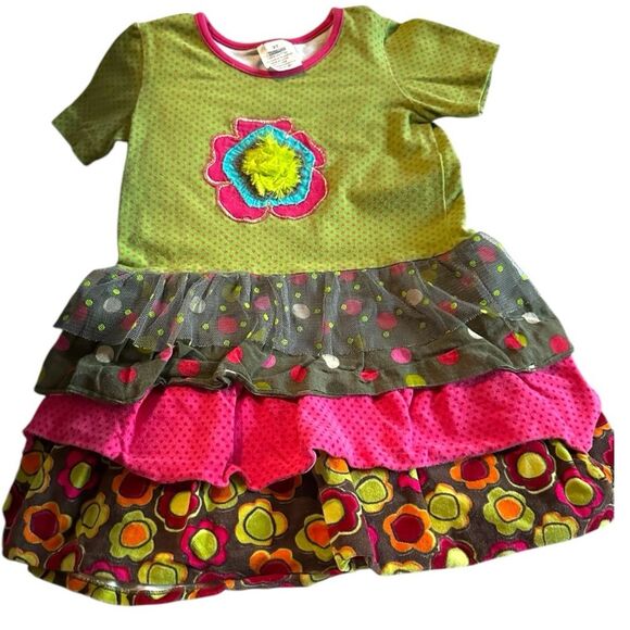 Roki And Zoi green and pink dress size 2T. Different layers. - Picture 1 of 4